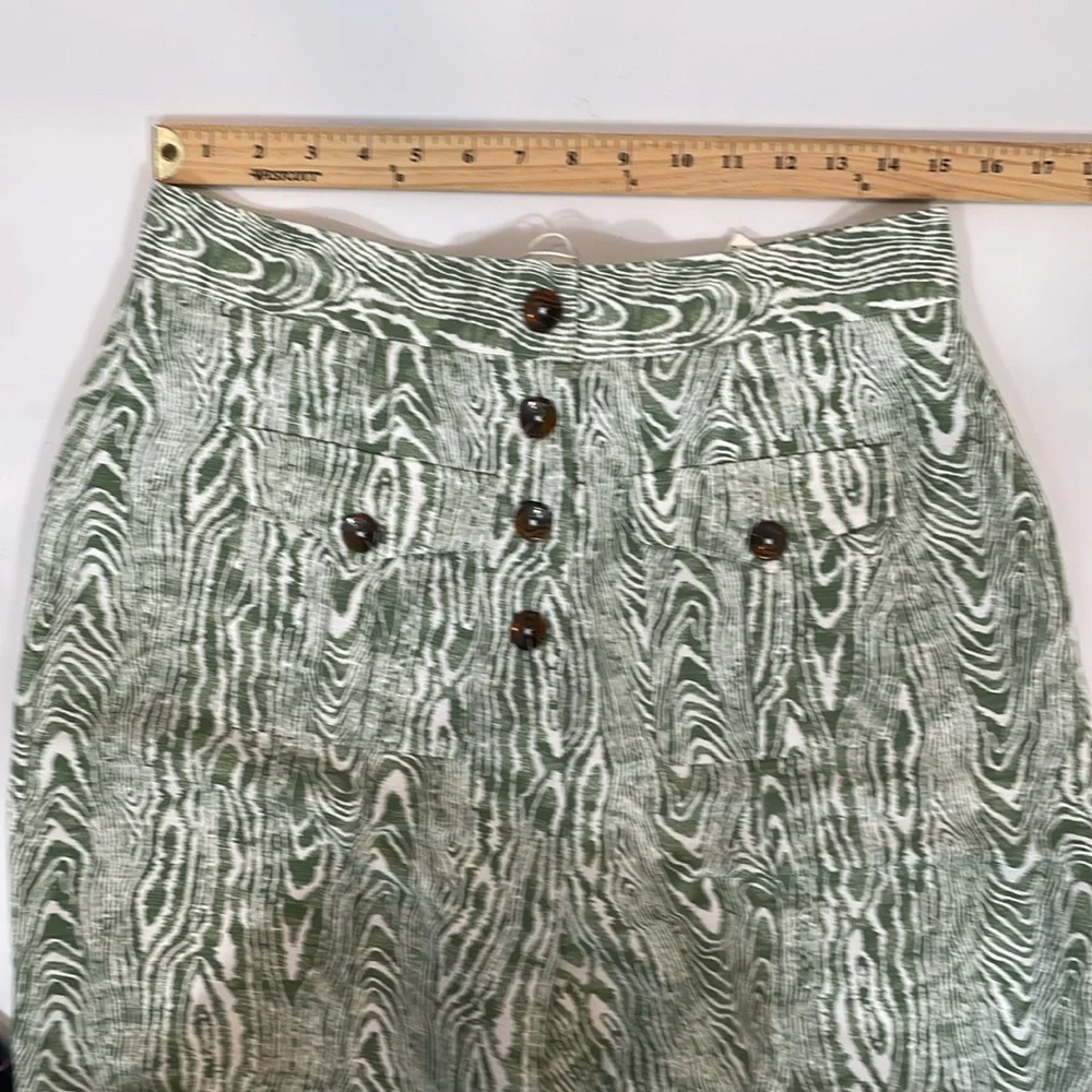 Anthropologie Pants NWT Size L Wide Leg Trouser Green Ivory Print - Picture 8 of 15